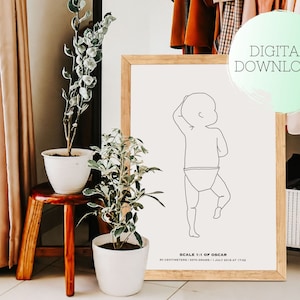 Baby Poster, Geburtsposter in Größe 1:1, Geschenk zur Geburt, Baby Poster, Illustration, Geburtsgeschenk
