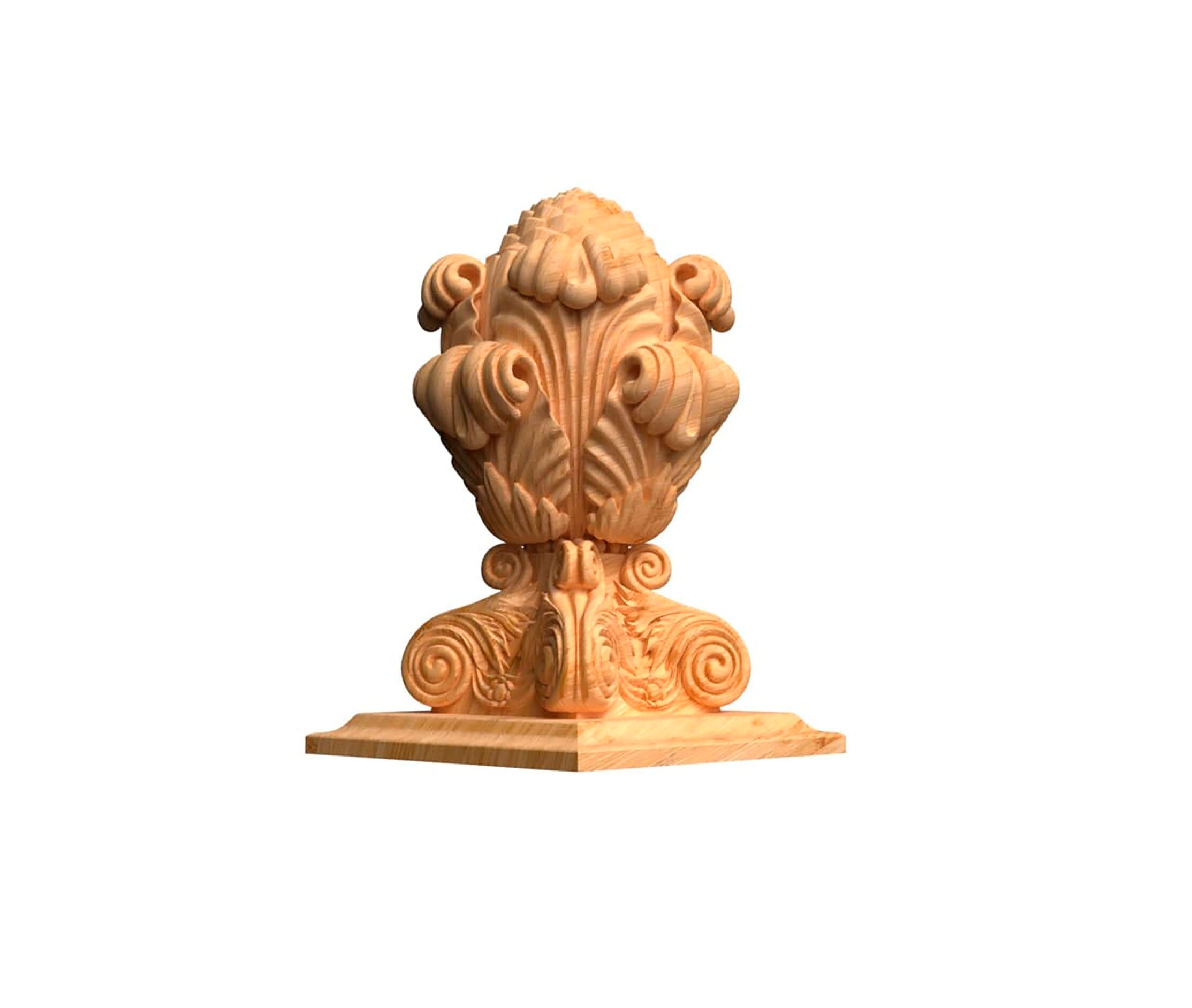 Antique newel post finial Carved wood newel post cap for Etsy