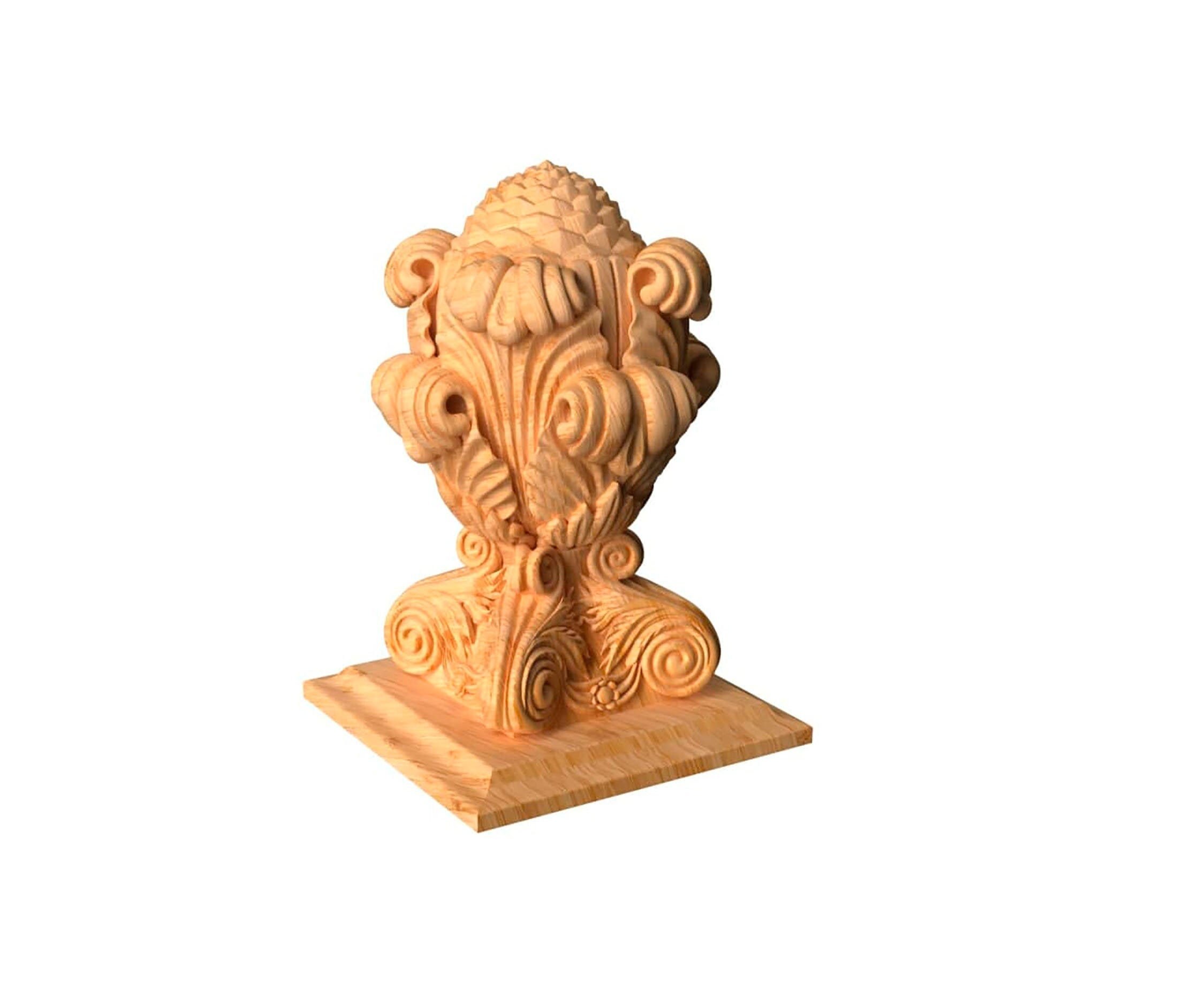 Antique newel post finial Carved wood newel post cap for Etsy