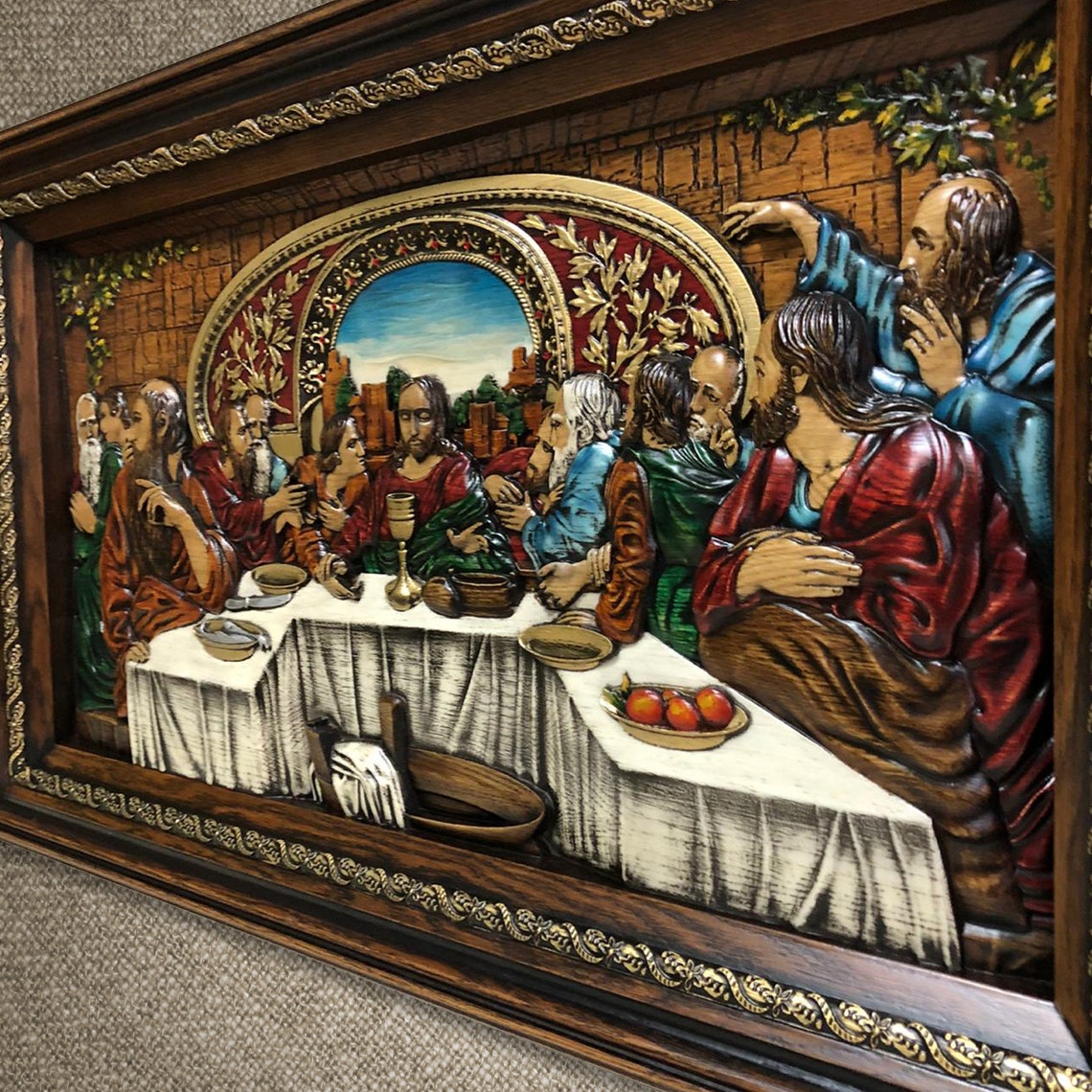 Wooden wall art the Last Supper Etsy