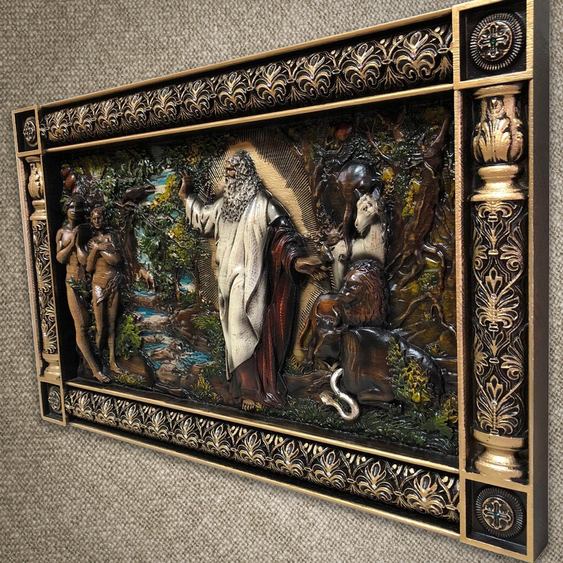 Panel The Creation Biblical wall art Adam and Eve picture Etsy