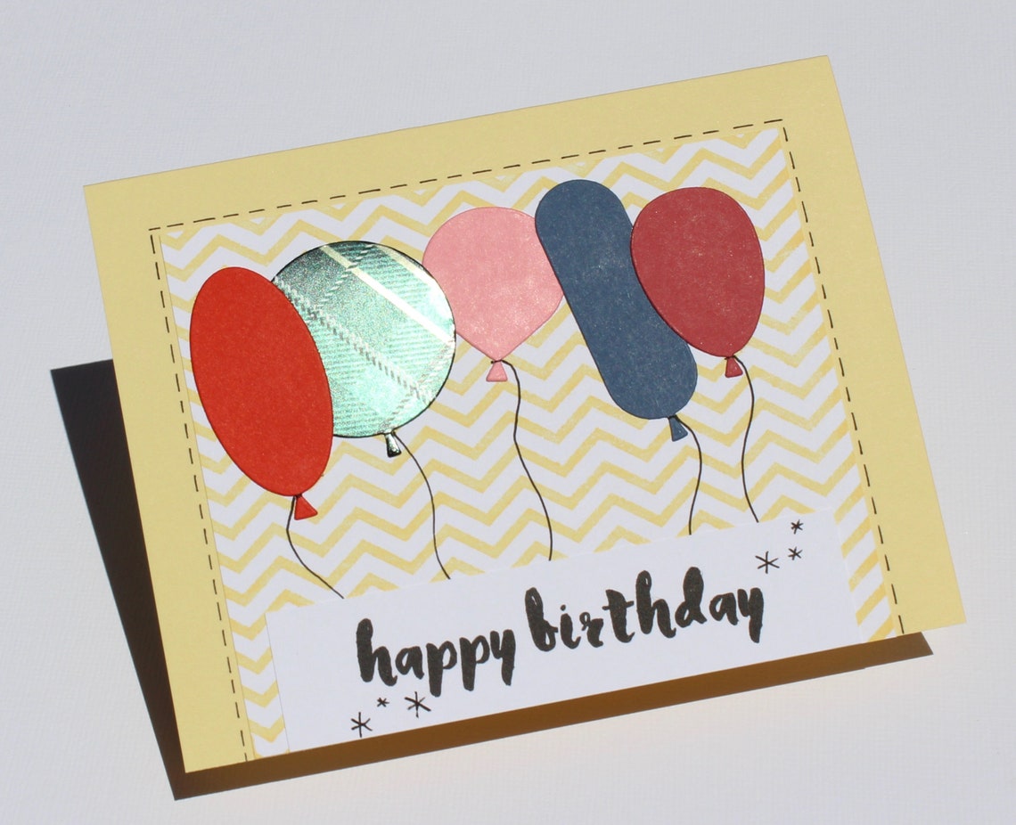 Balloon Happy Birthday Card Etsy