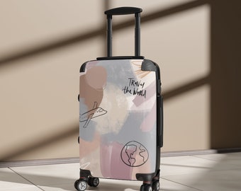 Boho-stijl kofferhoes, abstracte kunst aangepaste bagagehoes, cadeau voor reisliefhebbers, bagage aan boord, aardetinten kofferhoes, reizen