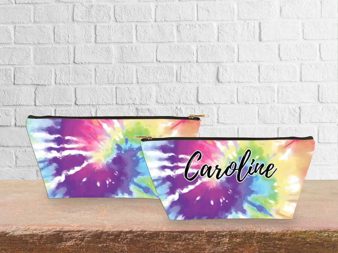 Tie Dye Pencil Case Pencil Pouch Custom Name Cosmetic Bag Etsy