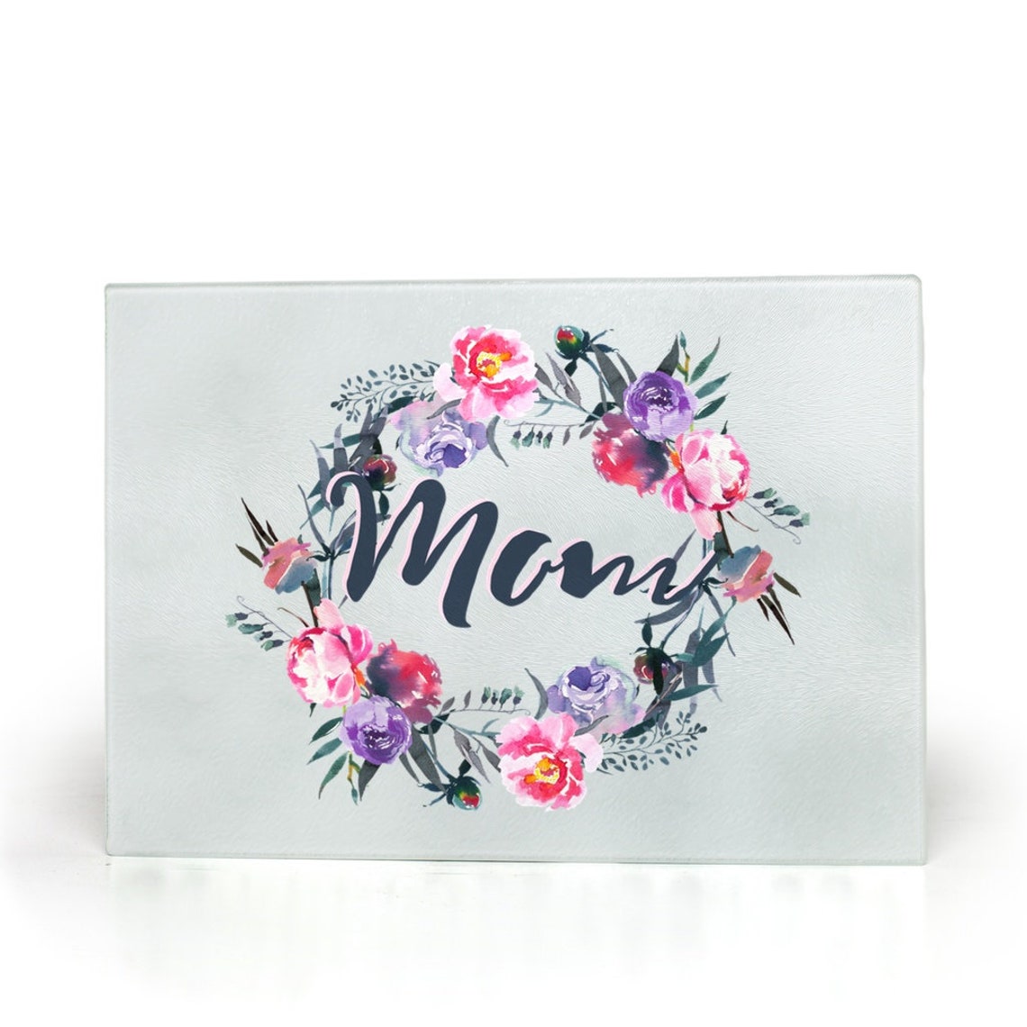 Mom Glass Cutting Board, Floral Mothers Day Gift, Cooker Gift, Custom