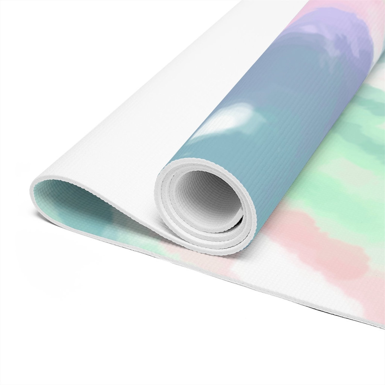 Tie Dye Foam Yoga Mat, Pastel Tiedye Print, Woman Yoga Rug, Yoga Gifts