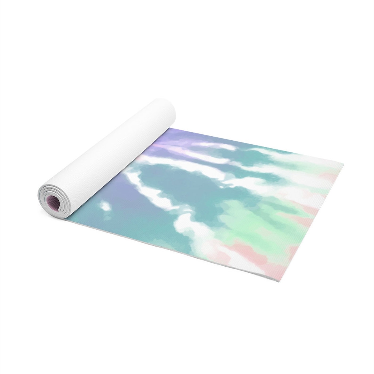 Tie Dye Foam Yoga Mat, Pastel Tiedye Print, Woman Yoga Rug, Yoga Gifts