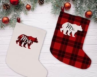 Couples Christmas Stocking, Mr and mrs Stockings, Xmas stocking, personalized stockings, Couples Holiday, Holiday Stockings, couples gifts