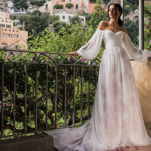 Long Sleeve Bridal Dress Simple off the 