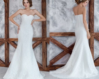 Wedding dress final sale 60% Size XS. Mermaid wedding dress, sweetheart bridal gown, simple elopement dress Afiny
