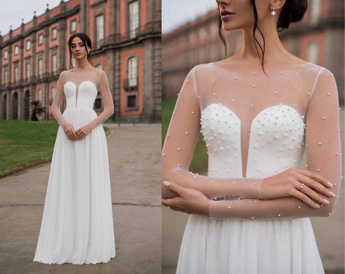 Long sleeve wedding gown