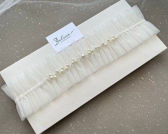 Mariée perle jarretière mariage ivoire maille jarretière mariée jarretière ensemble classique mariée dentelle jambe jarretière à la main jarretière pour la mariée П312