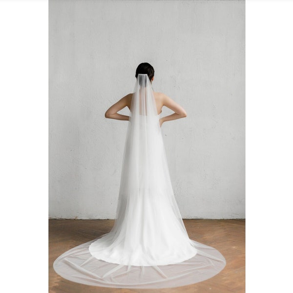 Wedding veil, bridal veil. Chapel length wedding veil, Long wedding veil, Elegant tulle wedding veil, Simple white veil