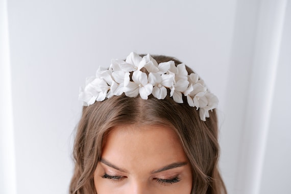 Handmade flower headband tiara Handmade Paper Flower Crown: Sunflower Bridal Headband - Etsy main image 4