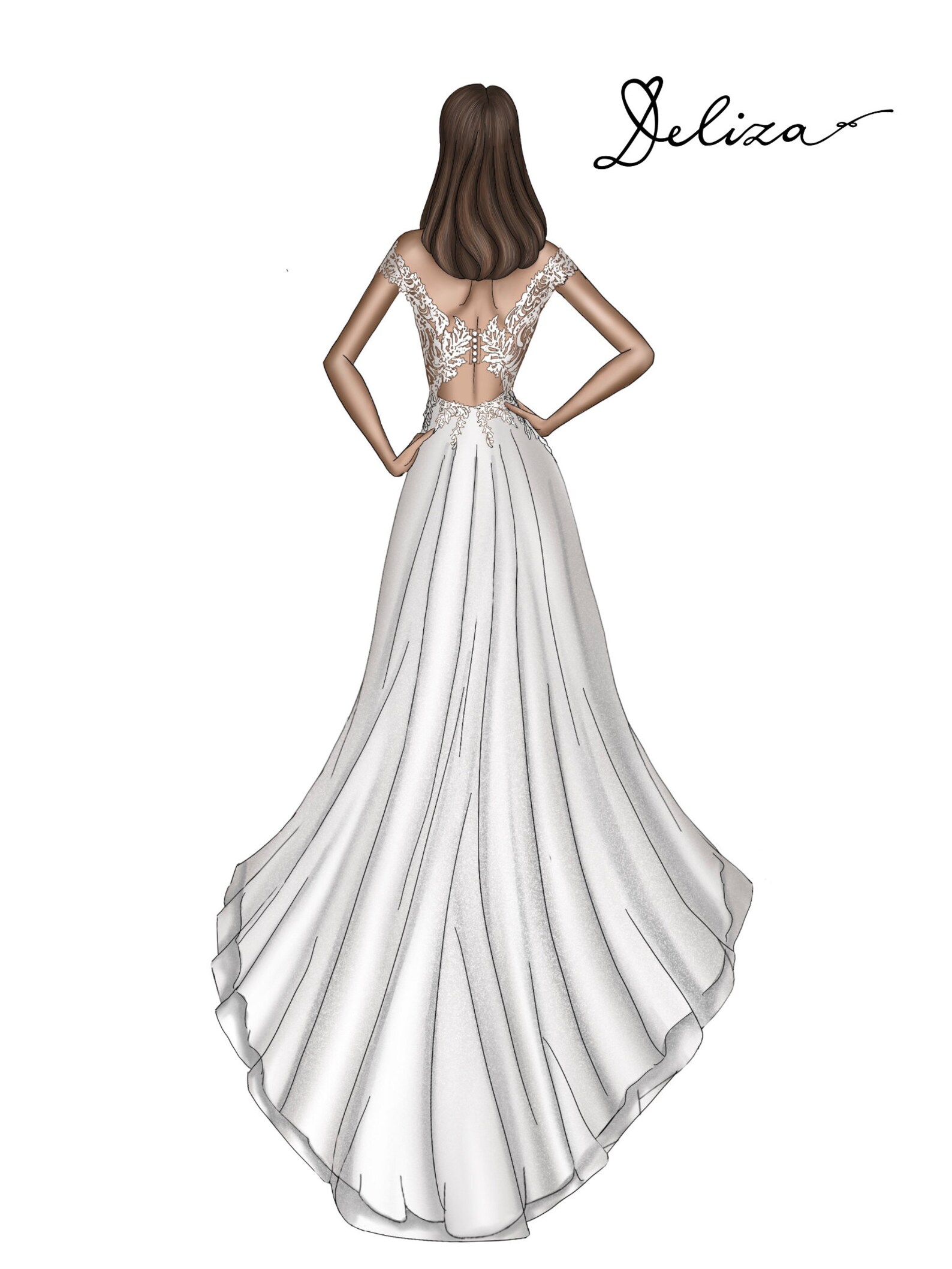 Custom Wedding Dress Sketch Bridal Gowns Fashion Etsy