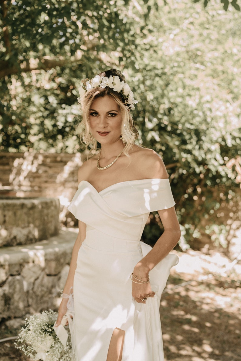 Wedding dress, bridal dress. Off-the-shoulder wedding dress, mermaid bridal gown with high slit Chloe image 3