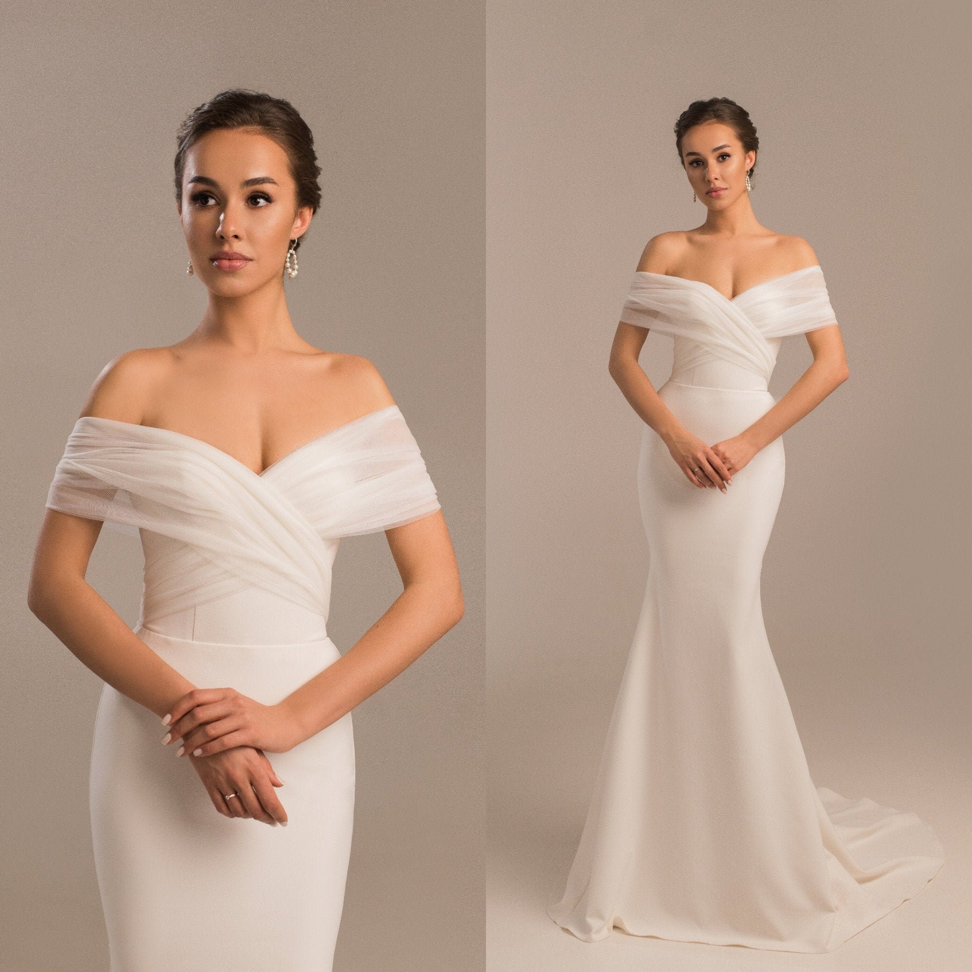 Mermaid Minimalistic Crepe Wedding Dress Mermaid Bridal Etsy