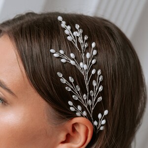 Bridal hairpiece. Wedding hair piece, bead hairpiece, wedding hair accessories, simple bridal hair pin V045 image 3