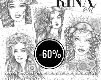 Sets 1 | Coloring Page | Printable Adult Colouring Pages Book | Download Grayscale Illustration PDF