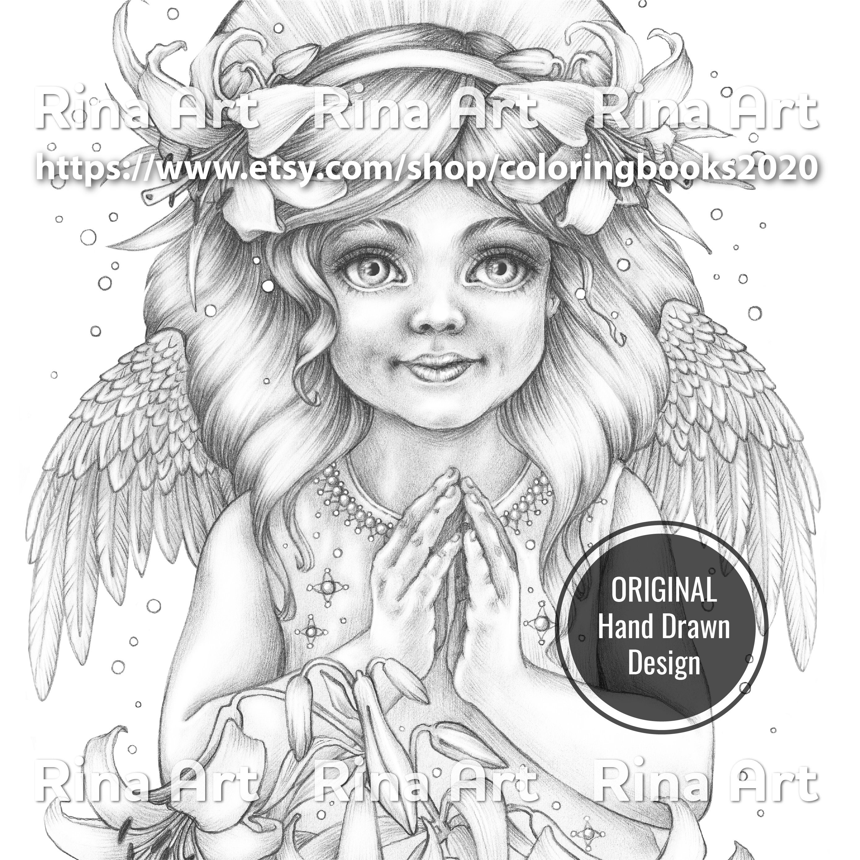 Little Angel Coloring Pages
 Little Angel Coloring Page Printable Adult Colouring Pages Etsy Canada