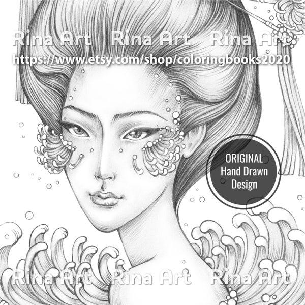 Chrysanthemum | Coloring Page | Printable Adult Colouring Pages Book | Download Grayscale Illustration JPG, PDF