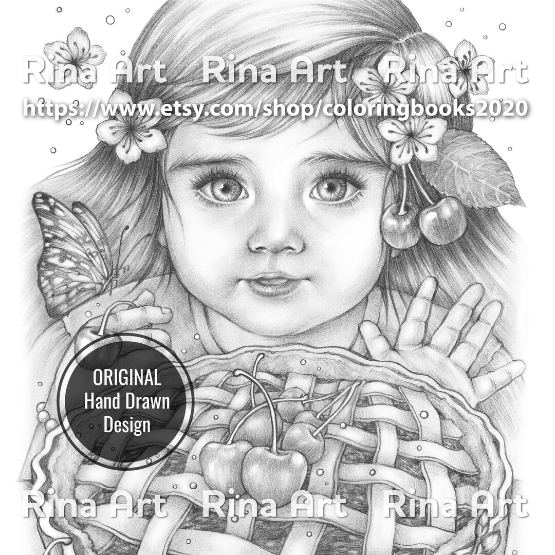 Cherry Pie Coloring Page Printable Adult Colouring Pages Book