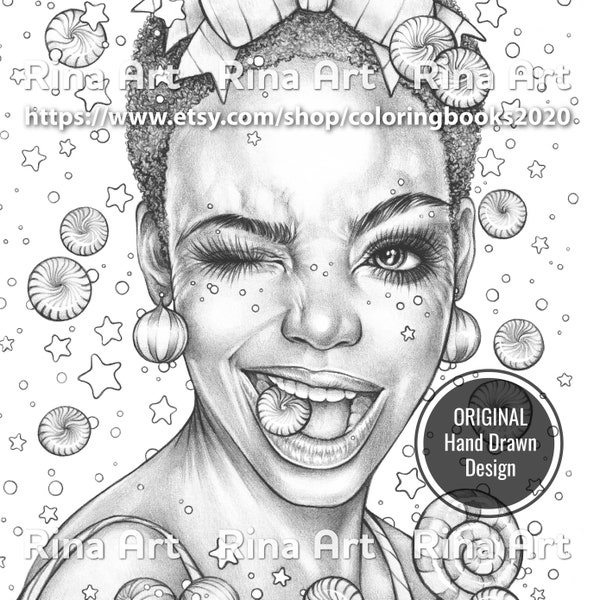 Caramel | Coloring Page | Printable Adult Colouring Pages Book | Download Grayscale Illustration JPG, PDF