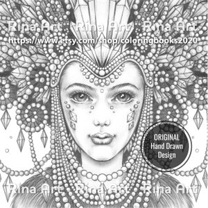 Royal Crystal | Coloring Page | Printable Adult Colouring Pages Book | Download Grayscale Illustration JPG, PDF