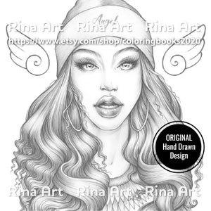 Angel | Coloring Page | Printable Adult Colouring Pages Book | Download Grayscale Illustration JPG, PDF