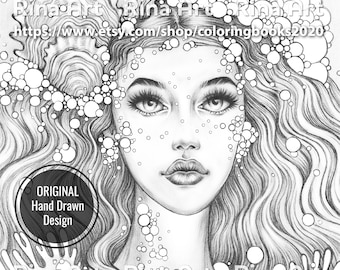 Pearl | Coloring Page | Printable Adult Colouring Pages Book | Download Grayscale Illustration JPG, PDF