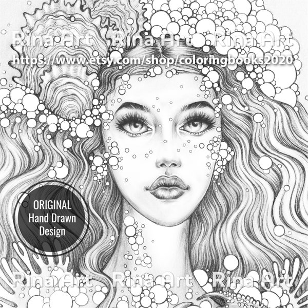 Pearl | Coloring Page | Printable Adult Colouring Pages Book | Download Grayscale Illustration JPG, PDF