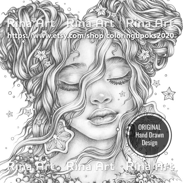 Christmas mood | Coloring Page | Printable Adult Colouring Pages Book | Download Grayscale Illustration JPG, PDF