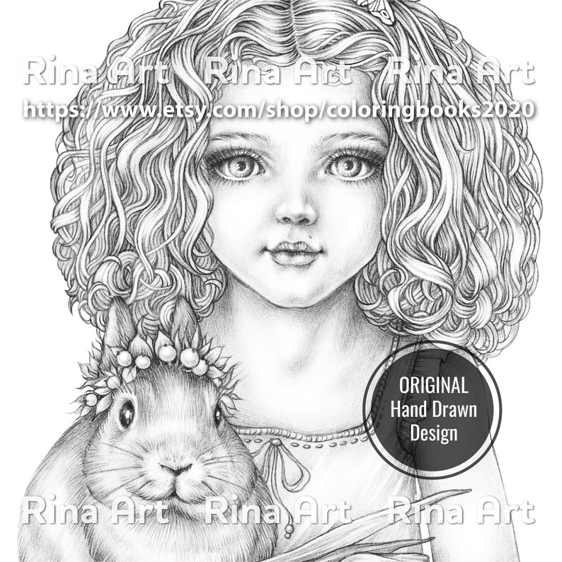 Easter Bunny Coloring Page Printable Adult Colouring Pages Etsy