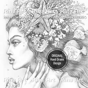 Starfish | Coloring Page | Printable Adult Colouring Pages Book | Download Grayscale Illustration JPG, PDF