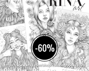 Sets 5 | Coloring Page | Printable Adult Colouring Pages Book | Download Grayscale Illustration PDF
