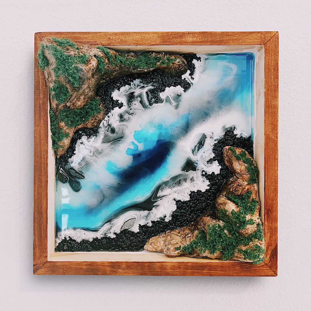 3D Resin Beach Wall Art: Handmade Ocean Scene Decor - Etsy
