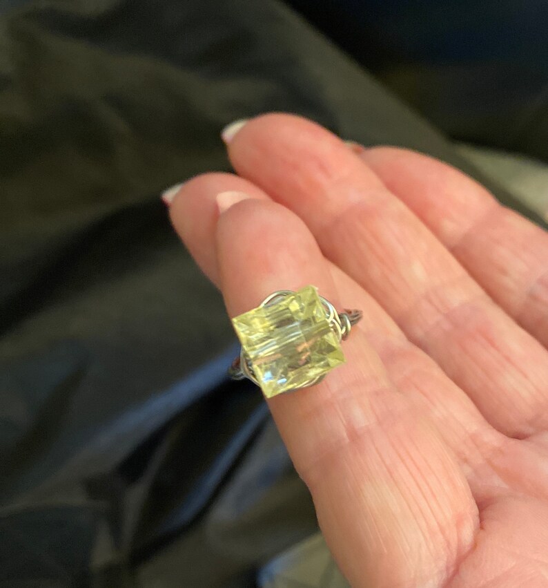 Happy acrylic wire wrapped ring