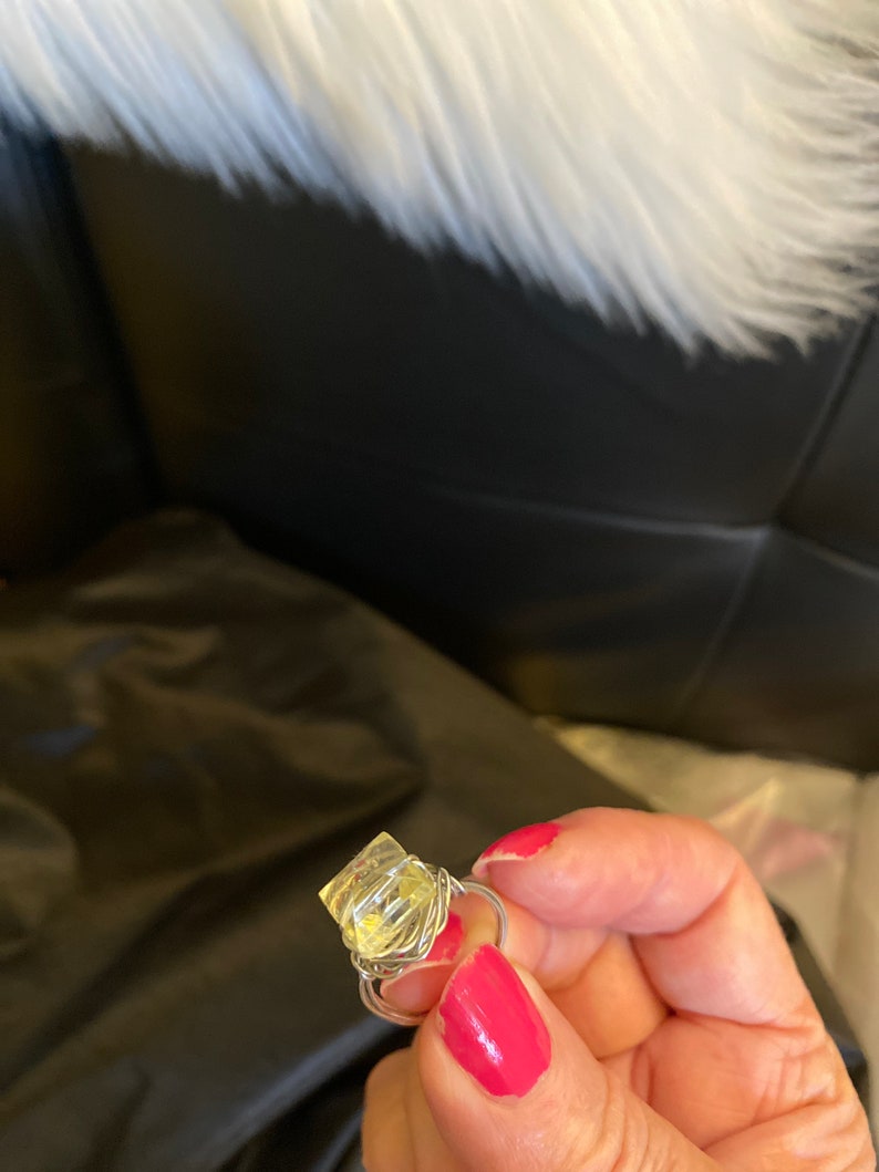 Happy acrylic wire wrapped ring