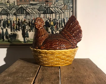 Vintage @ 1950 Beswick Hen on Nest Crock Pot.Dekorativ und ideal zum Aufbewahren von Eiern oder Münzen!