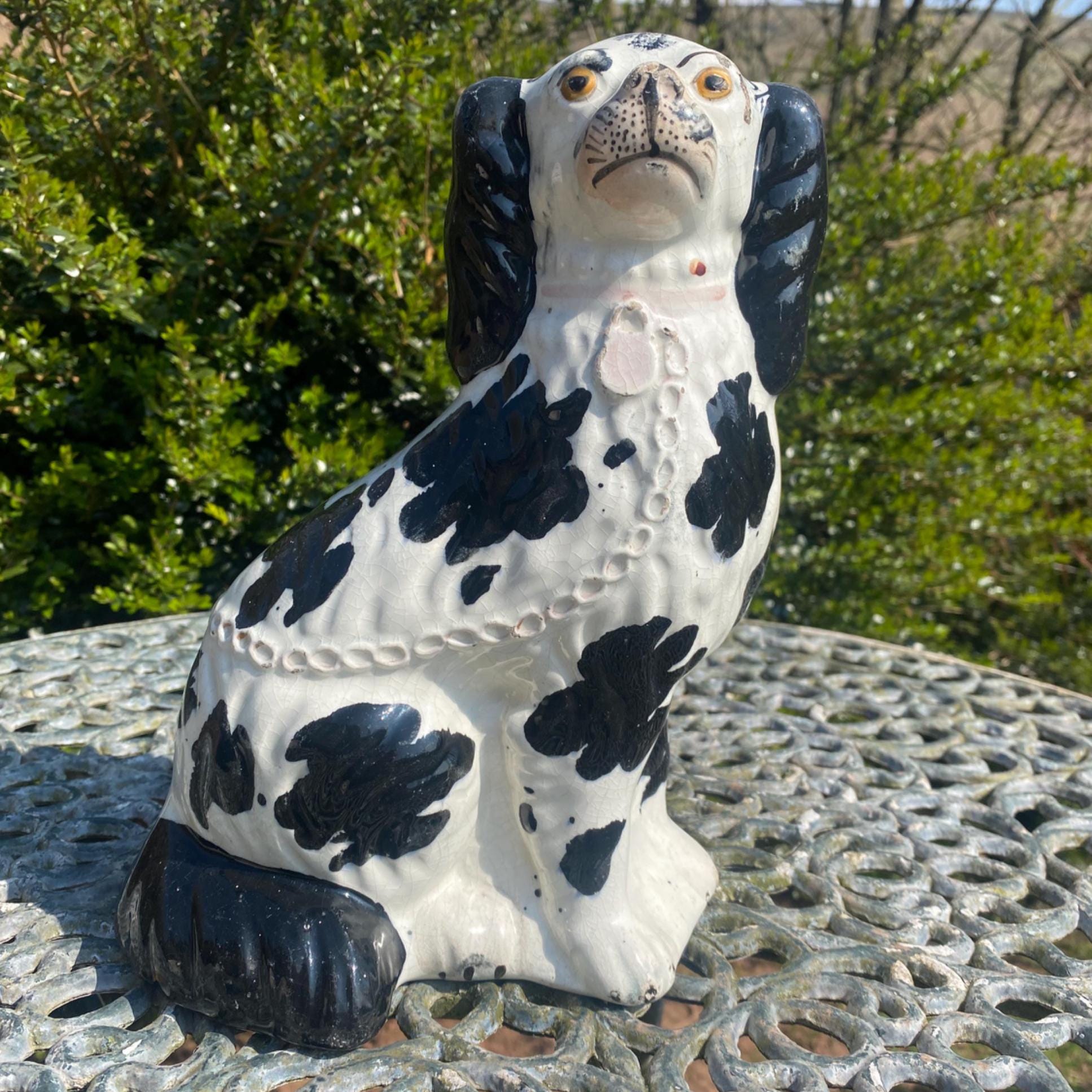 ケ*体様 ジ*イ様 ケ*体様 デッドストック 黒白 花柄 ラルフローレンclay Staffordshire Disraeli Single Dog C1890.10 Inches High - Etsy