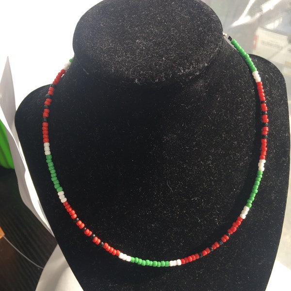 Watermelon Inspired Seed Bead Summer Necklace