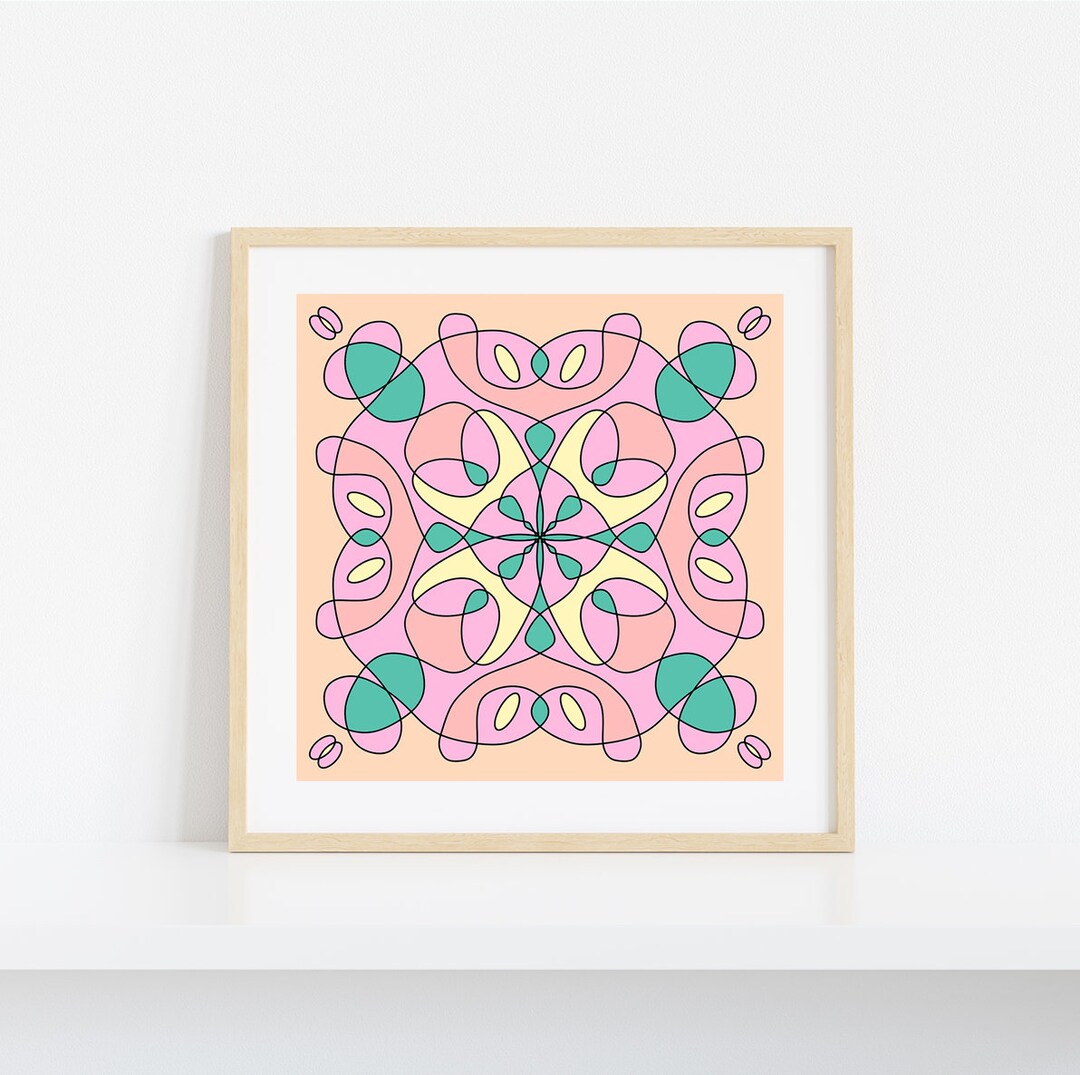 PRINTABLE Boho Mandala Art Wall Decoration Cool Colours Etsy