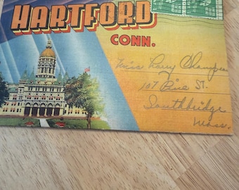 Vintage Hartford Connecticut Souvenir Postcard Folder, Vintage 1940’s