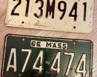 2 Vintage License Plates Massachusetts & Maryland
