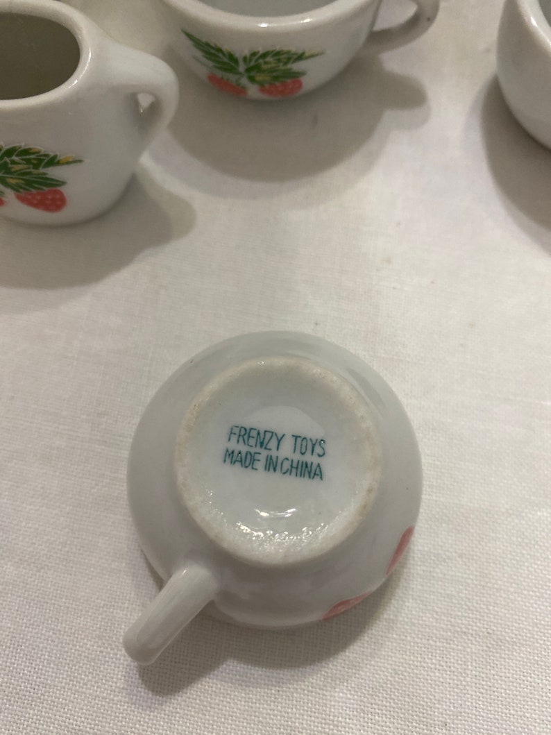 Vintage Frenzy Toys Tea Set Pink Strawberries Pattern Etsy