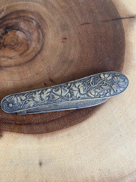 Antique 1850-1899 Sterling Silver Gorham Flower Vine Pocket Knife