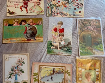 8 Vintage Holiday Postcards