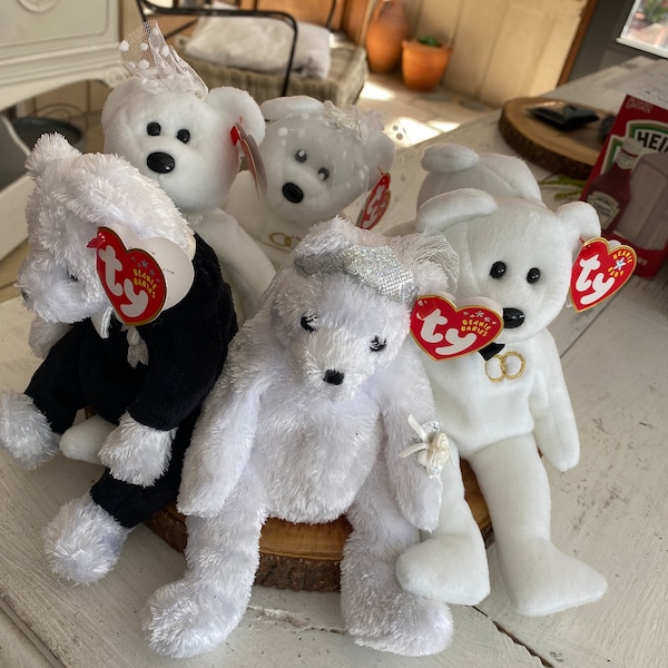 6 TY Bride Beanie Babies 2001 and 2002 Mint