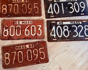 5 Vintage Massachusetts License Plates