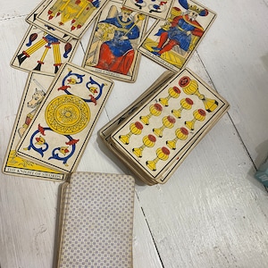 Antique Playing Cards by B. P. Grimaud, Paris c1890 complete 32/32 no  indices